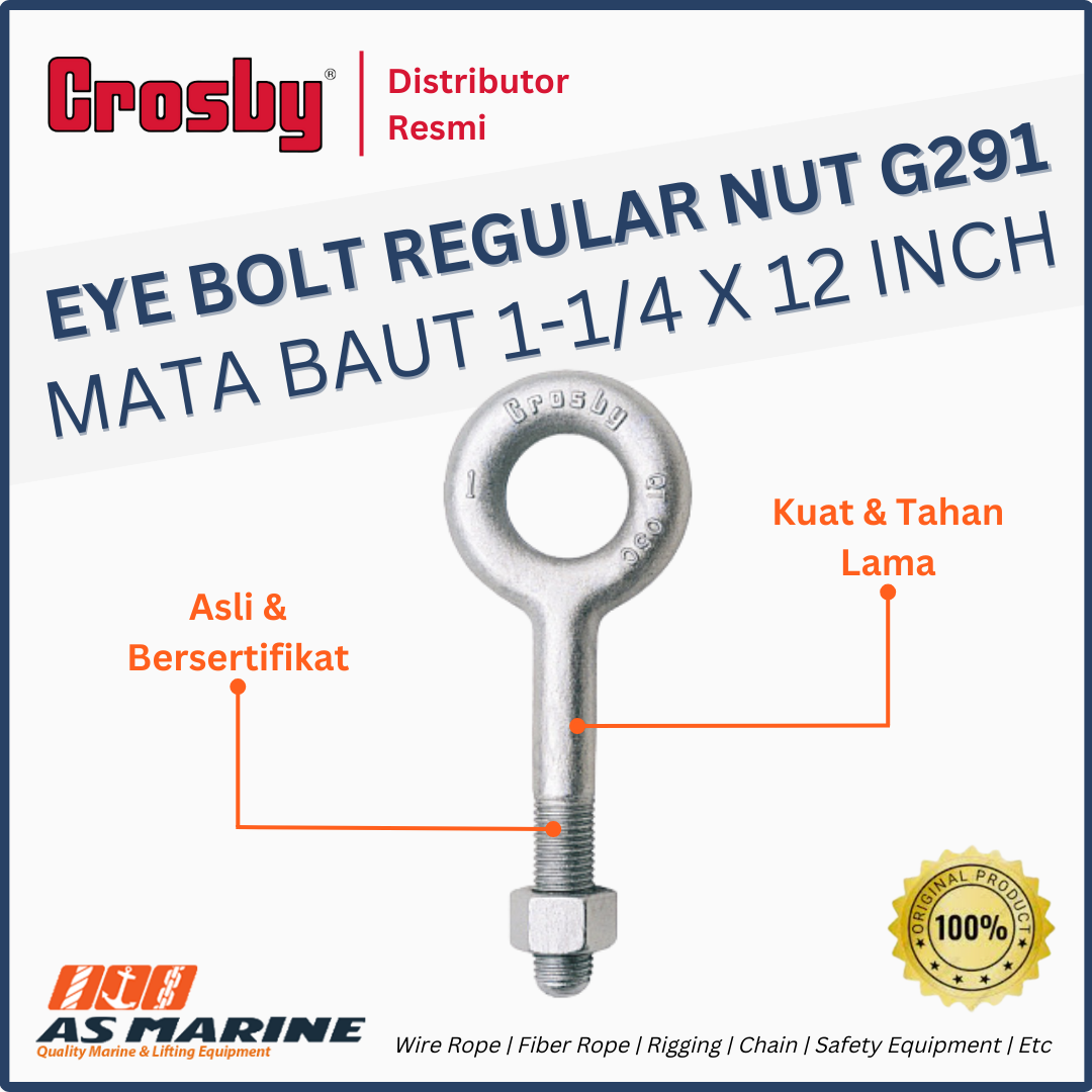 crosby usa eye bolt atau mata baut g291 regular nut 1 1/4 x 12 inch